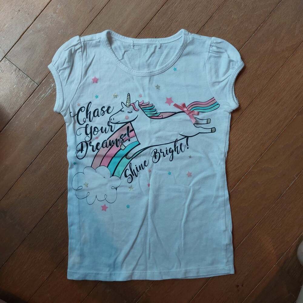 Girls White Short Sleeve Unicorn Chase Your Dreams T-Shirt
